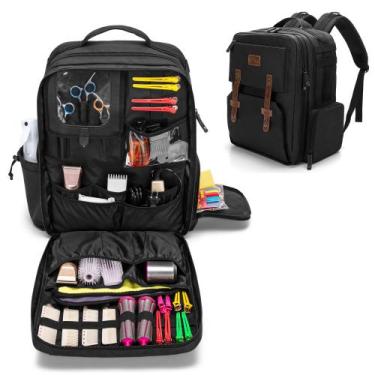 Imagem de Estojo de viagem para barbeiro BAFASO de nylon preto de grande capacid