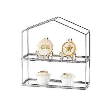 Imagem de Suporte para bolo, 1 camada/2 camadas, suporte para chá da tarde e pastelaria, copo de papel, suporte de exibição de bolo, decoração de sobremesa, mesa, prato de bolo, doces, cupcake, sobremesa