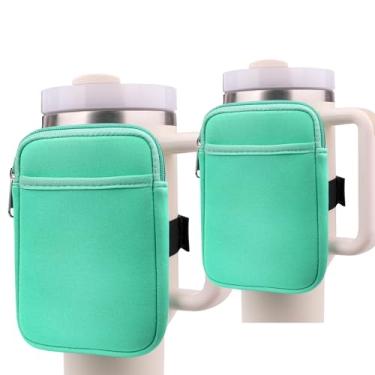 Imagem de HEYSKAY Bolsa para garrafa de água de 2 peças compatível com Stanley Quencher 1,134 g e copos IceFlow 590 ml, 850 g, acessórios de copo de academia para smartphone, cartões, chaves, fones de ouvido