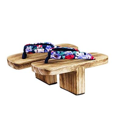 Imagem de Chinelo de madeira estilo japonês cosplay Ninja chinelo Geta sandália tamancos, Multicolorido-C, 27cm