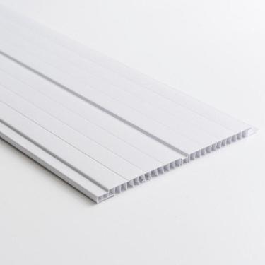 Imagem de Kit com 36m² de Forro de Pvc Duplo Frisado 8mm X 20cm X 3m Belplast Branco Gelo