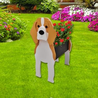 Imagem de strolfay Beagle Vaso de plantas para cães, lindo vaso de flores para cães grandes, presentes para amantes de animais de estimação, vasos de plantas de animais exclusivos, escritório, decoração de