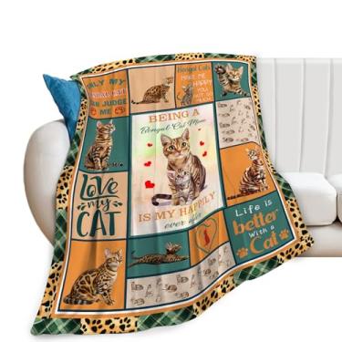 Imagem de Kylora Cobertor de gato de Bengala, cobertor de gato de bengala, aconchegante, flanela, pelúcia, leve, presente para homens, mulheres, adultos, para sofá, cama, decoração de 101 x 127 cm