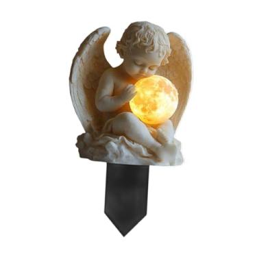 Imagem de UGPLM Estaca de jardim de anjo 2D acrílico plano presente acrílico com acento anjo sinal acessórios de jardim de fadas para caminho gramado quintal ao ar, 15 Cm X 8.9 Cm X 0.3