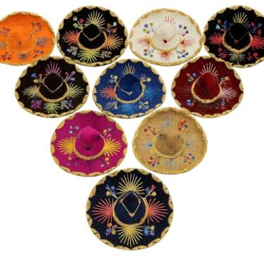 Imagem de Novedades Cari 5 mini chapéus mexicanos Charro Sombrero - Festa temática Mariachi - Cores sortidas, Cores sortidas, Mini