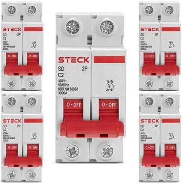 Imagem de Kit 5 Disjuntor Steck 25A Curva C SDD62C25 2 polos 3ka