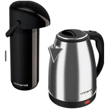 Imagem de Kit Garrafa Térmica 1L Preta Chaleira Elétrica 1,8L 110v OU 220v Unite