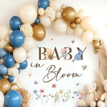 Imagem de Placa de chá de bebê Baby in Bloom, adesivos de parede Winnie, adesivos de boas-vindas para cenário de arco, decoração de gênero revelador de gênero para parede de berçário