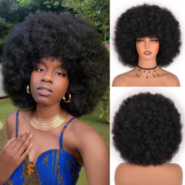 Imagem de Vitorish Perucas afro para mulheres negras, 30 cm, sintética sem cola, curta, afro crespo e encaracolado, preto natural, bufante e fofo, macio para festas diárias de cosplay (preto)