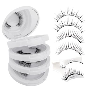 Imagem de Cílios magnéticos sem necessidade de cola - Kit de aparência natural de cílios postiços reutilizáveis, 4 pares de cílios postiços macios à prova d'água, cílios magnéticos fáceis de usar e remover por