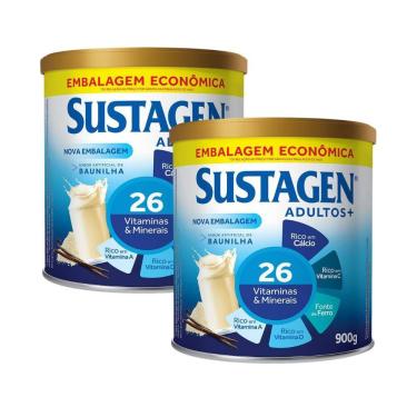 Imagem de Kit 2 Complemento Alimentar Sustagen Adultos+ Sabor Baunilha Lata 900g