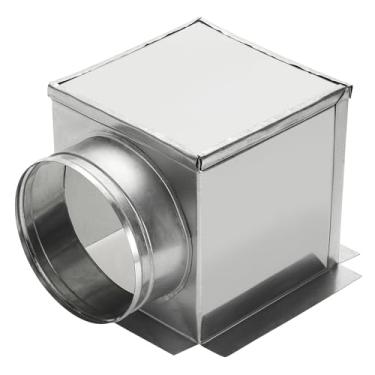 Imagem de PATIKIL Caixa de registro de teto HVAC de 90 graus, conector de ventilação de caixa de dutos de aço galvanizado de 17,8 cm x 17,8 cm x 15,2 cm para difusor de saída de ventilador de ar condicionado