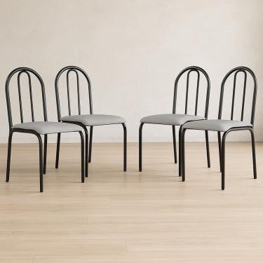 Imagem de Conjunto 4 Cadeiras para Cozinha e Sala de Jantar Preto/Cinza