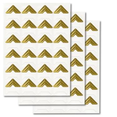 Imagem de GOONAVI Cantos de fotos sem ácido em ouro branco, montagem autoadesiva para suprimentos de álbum de recortes de casamento, álbum de fotos DIY, diário, livro de visitas, livro de memórias