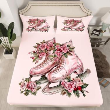 Imagem de Jogo de lençol com elástico, rosa e verde, 1 fronha (sem plano)