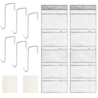 Imagem de LCZNXJJY Organizador semanal de armário, prateleiras suspensas sobre a porta, organizador de roupas escolares de segunda a sexta-feira, organizador semanal de roupas infantis com bolsos para quarto de
