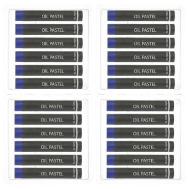 Imagem de PATIKIL Pastéis a óleo azul escuro, 24 peças de giz de cera de óleo macio, pastéis cremosos, materiais de arte em bastão para pintura de arte, desenho, mistura de graffiti para iniciantes e artistas