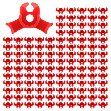 Imagem de DJAPWPX 120 peças de clipes dobradores de flores de plástico, clipes de treinamento de flores de ângulo de 90 graus, suporte de haste para hortaliças e estufa (vermelho)