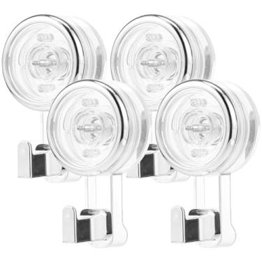 Imagem de 4 peças de ganchos para ventosas com capacidade para copo de vácuo de até 5 kg, gancho de sucção de plástico, gancho de sucção para chuveiro, fácil de instalar, gancho de ventosa para casa, cozinha