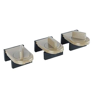 Imagem de Fechaduras de janela deslizante, braçadeira de trava de janela de segurança, 3 peças, fácil instalação, à prova de crianças para casa (café)
