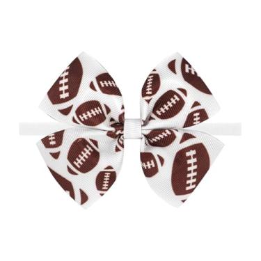 Imagem de ONENINEDREAM Arco esportivo de futebol de 10 cm, laço esportivo, dia de jogo, laço de cabelo para recém-nascidos, acessórios de cabelo de nylon elástico, laço branco