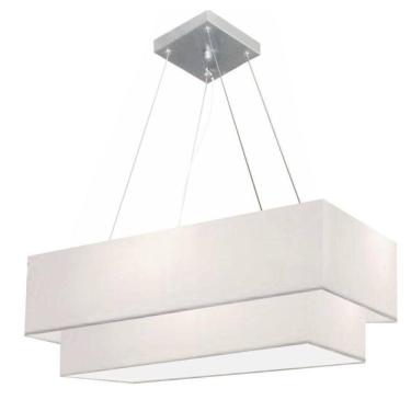 Imagem de Lustre Pendente Retangular Vivare Md-4138 Cúpula Em Tecido 70x30cm X 60x25cm - Bivolt Branco 127/220v