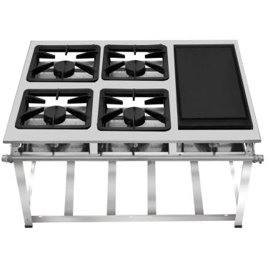 Imagem de Fogão Industrial 4 Bocas com Chapa Ap P7 em Aço Inox Leona