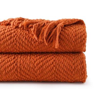 Imagem de Manta BATTILO HOME Burnt Orange Knit 150x200cm