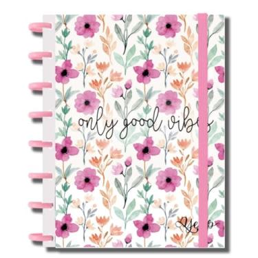 Imagem de Caderno Capa Dura Com Discos Feminino 10 Matérias 160 Folhas Pautadas De Tamanho A4-27,5 * 20 CM (FLOR)