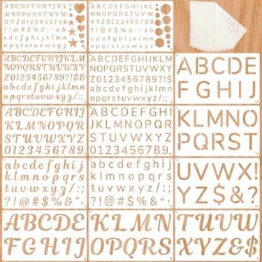 Imagem de Estênceis de letras de 1/2, 3/4, 1, 5 cm para pintura, pacote com 14 números pequenos de plástico e estêncil do alfabeto para projetos de arte de artesanato