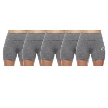Imagem de Kit 5 shorts feminino curto meia coxa cos alto basica lisa uniforme pr