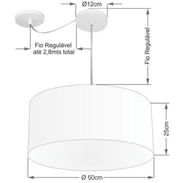 Imagem de Lustre Pendente Cilíndrico Com Desvio De Centro Md-4151 Cúpula Em Tecido 50x25cm Café - Bivolt