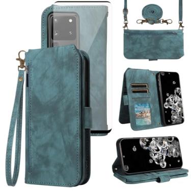 Imagem de Asuwish Capa de celular para Samsung Galaxy S20 Ultra 5G carteira celular com protetor de tela de vidro temperado alça transversal alça flip porta-cartões S20ultra 20S S 20 A20 S2O 20ultra G5 mulheres