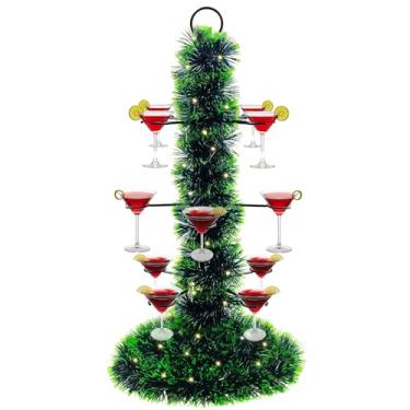 Imagem de Suporte de árvore de coquetel para bebidas, suporte de torre de bebida de champanhe de metal para festa, suporte de 3 níveis 12 para árvore de Natal para champanhe, martini, copos de margarita