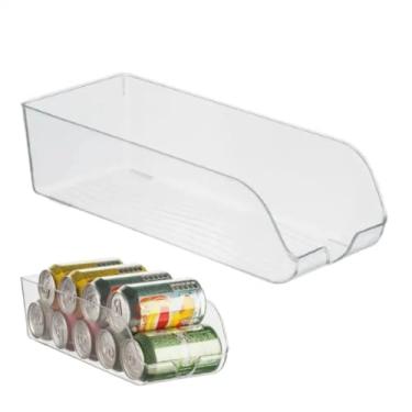 Imagem de Organizador de Latas para Geladeira e Armários, Acrílico Transparente, 34 x 14,5 x 10 cm