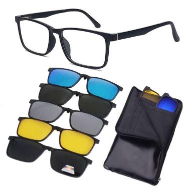 Imagem de Armação Óculos 6 Em 1 Grau Sol Clip On Masculino Magnético