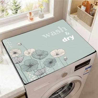 Imagem de Capas de lavadora e secadora para a parte superior, tapete protetor de secadora antiderrapante, capa de máquina de lavar à prova de poeira, 59,9 cm x 50 cm (azul, 59,9 cm x 50 cm)