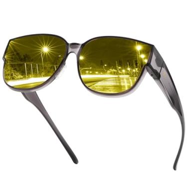 Imagem de DUCO Óculos femininos para dirigir noturnos, óculos de visão noturna, leve, armação TR90, lente antirreflexo, Lente de visão noturna com armação cinza transparente A, common