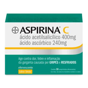Imagem de Aspirina C Comprimidos Efervescentes com 10 Unidades Sabor Limão