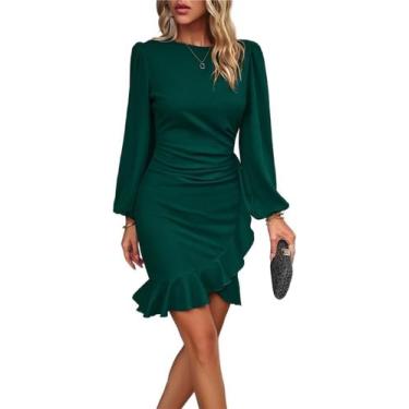 Imagem de Vestido de cocktail, elegante saia longa com babados para mulheres - Y