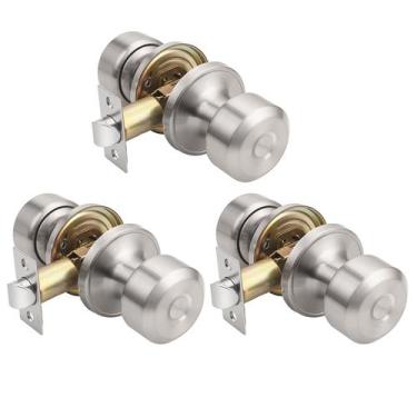 Imagem de Maçaneta de porta KNOBWELL, níquel escovado para passagem, pacote com 