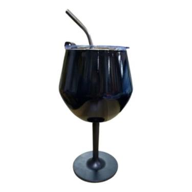 Imagem de Taça De Gin 2 Em 1 Térmica Com Tampa E Canudo Inox 410ml - Sem Marca, 
