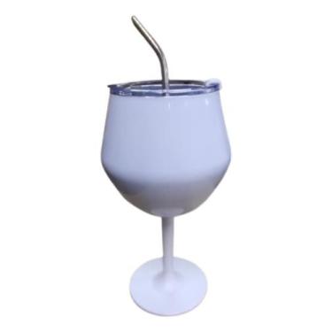 Imagem de Taça De Gin 2 Em 1 Térmica Com Tampa E Canudo Inox 410ml - Sem Marca, 