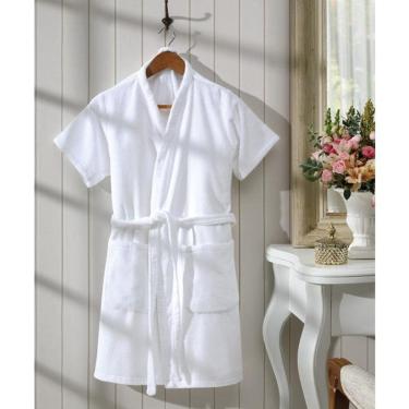Imagem de Roupão Dohler Fiore Velour Adulto Branco G 100% Algodão
