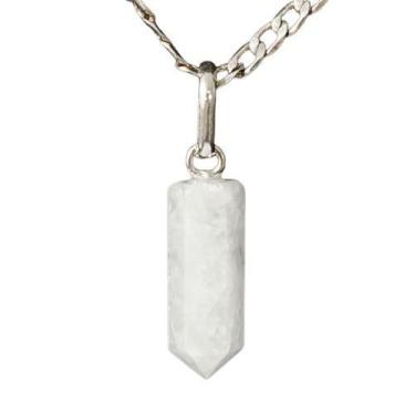Imagem de Colar Micro Pontinha de Pedra Quartzo Leitoso com Pino em Prata 950 - 