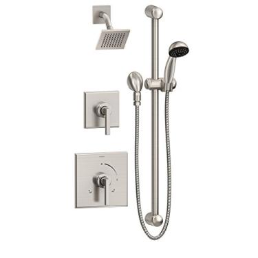 Imagem de Symmons 3605-STN-SH4-1.5-TRM Duro 2-Handle 1-Spray chuveiro com 1-Spray chuveiro de mão em níquel acetinado (válvulas não incluídas)