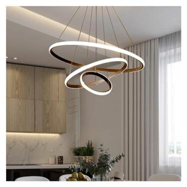 Imagem de Lustres de LED modernos simples, luzes de teto, iluminação interna ajustável faça você mesmo, luminária pendente de teto, decoração de alto brilho compatível com sala de estar, sala de janta