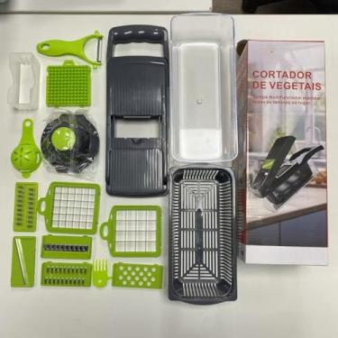 Imagem de Multiuso Profissional Cozinha Slicer Aço Inox 16 em 1 Fatiador Cortador Ralador De Legumes Verduras Frutas Alimentos(T-1PCS)