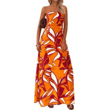 Imagem de Vestido maxi MASCOMODA Summer Boho Floral para mulheres laranja