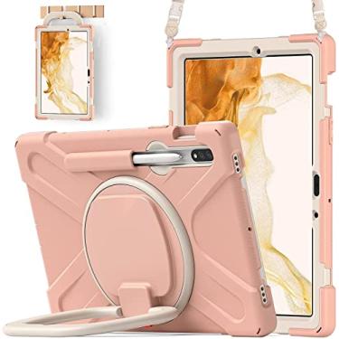 Imagem de PboyiqiS Capa para Galaxy Tab S8+/S7 FE/S7+ 12,4 polegadas, capa de silicone resistente com suporte para caneta S, tira de alça, suporte estável, alça de ombro para Samsung Tab S7Plus/S8Plus/S7FE
